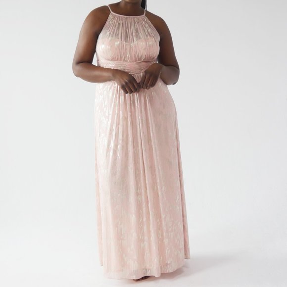 New! Eliza J – Shirred Illusion Gown - Picture 1 of 2